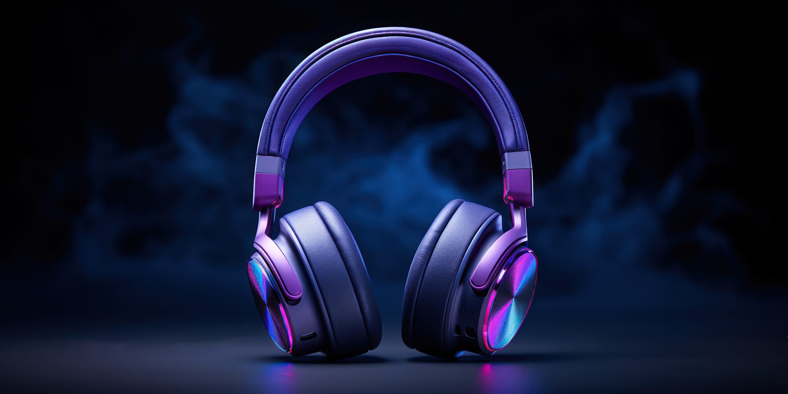 Headphones displayed against a dark background.