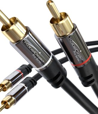 CableDirect – 3ft RCA/Phono Cable, 2 × 2 Plugs, Stereo Audio Cable, Practically Break-Proof & Flawless Sound Quality (coaxial, subwoofer/amp/HiFi & Home Cinema/Blu-ray, Analog & Digital)