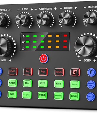 V8S Podcast Recording Equipment with Voice changer,Podcast Mixer,Sound Card,DJ Audio Mixer Interface for PC Game Live Streaming or Podcast/Live Sound Card with dj Audio Mixer