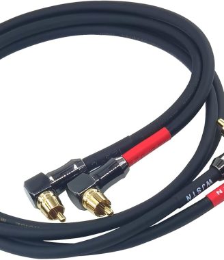 WJSTN-061 Right Angle RCA to Right Angle RCA Cable Male-to-Male RCA Audio Cable 2Pack (2FT)
